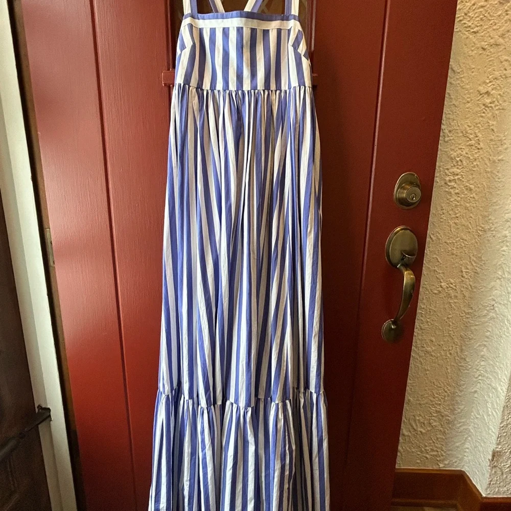 J. Crew Blue and White Striped Maxi Dress